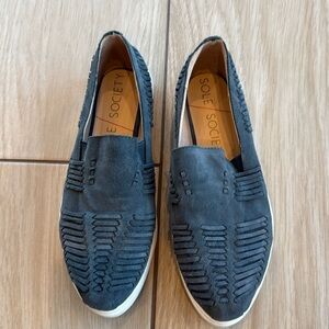 Sole Society Navy Suede Slip Ons